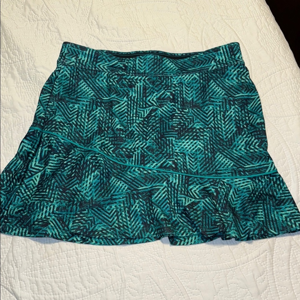 Patterned Black and Teal Skirt Set - Picture 2 of 7